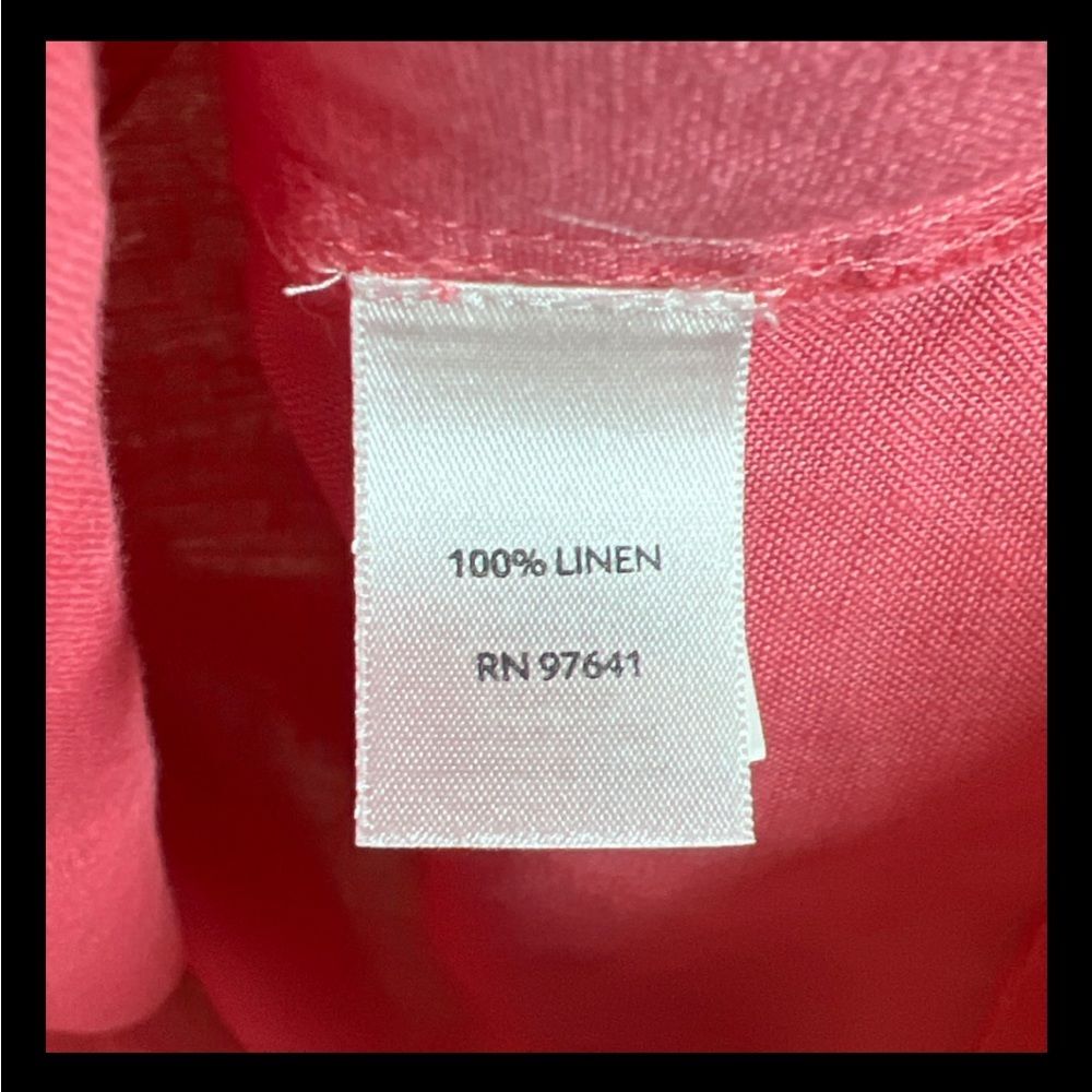 j. Jill Love Linen Size Medium Pink Roll Tab Short Sleeve Sheath Dress Pockets - Picture 5 of 5